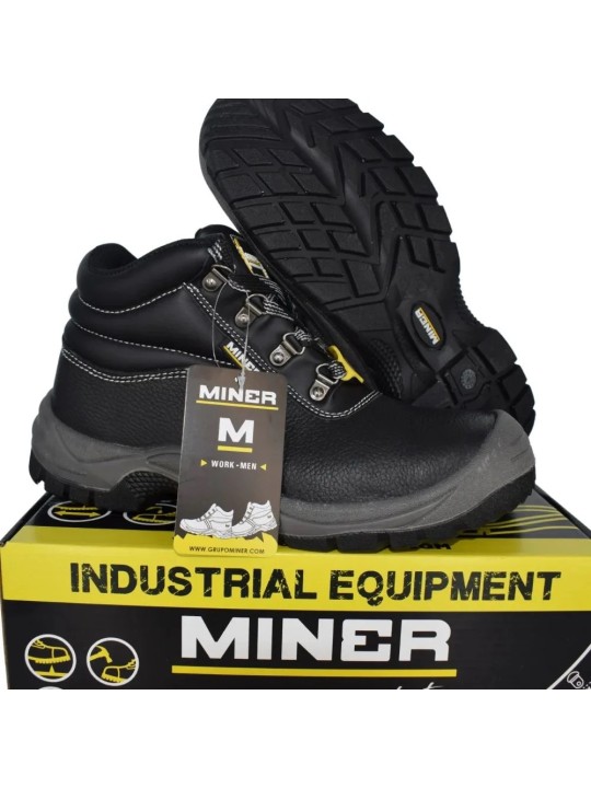 Μποτάκι Ασφαλείας S3 Embossed Leather Miner Μαύρο MN815-S3