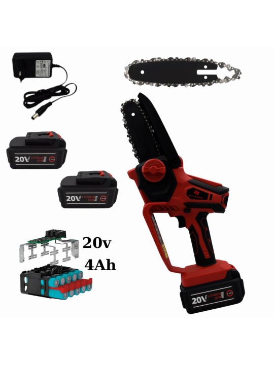 Κλαδευτικό Αλυσοπρίονο Mini Chainsaw 20V με 2 Μπαταρίες 4Ah + Δώρο Σέτ Λάμα - Αλυσίδα και Βαλιτσάκι Μεταφοράς DH20V-4AH