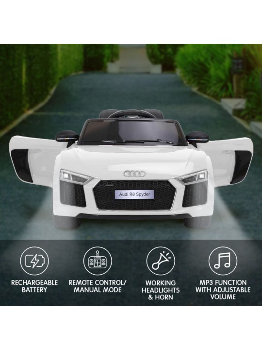 Ηλεκτροκίνητο Παιδικό Αυτοκίνητο Licensed Audi R8 Spyder 12V σε Άσπρο Χρώμα R8-BW