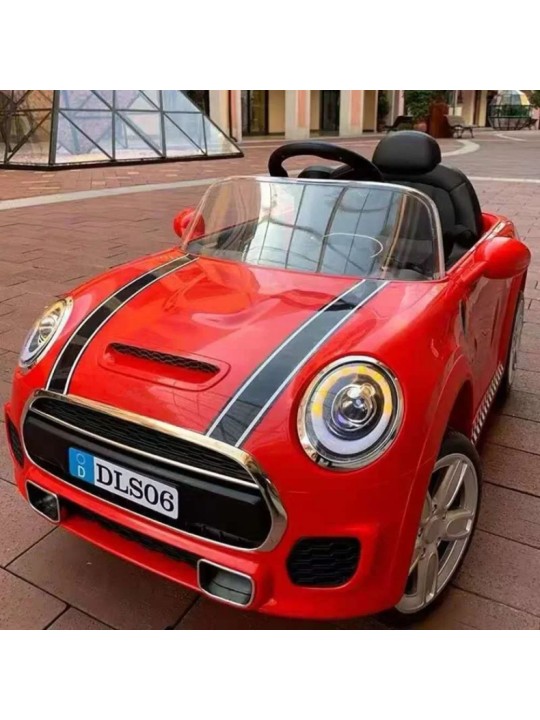 Ηλεκτροκίνητο Παιδικό Αυτοκίνητο Τύπου Mini Cooper 12V Με Δερμάτινο Κάθισμα σε Κόκκινο Χρώμα DLS06-RED