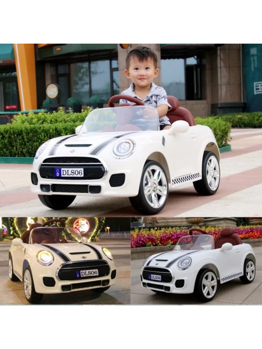 Ηλεκτροκίνητο Παιδικό Αυτοκίνητο Τύπου Mini Cooper 12V Με Δερμάτινο Κάθισμα σε Λευκό Χρώμα DLS06-WHITE